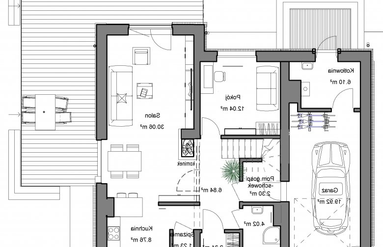 Projekt domu wolnostojącego Domidea 52 w3 - parter