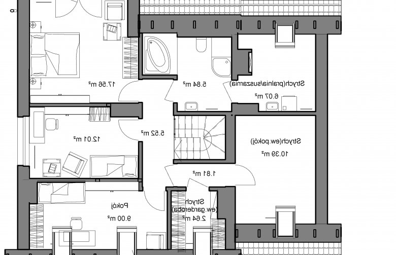 Projekt domu wolnostojącego Domidea 52 w3 - piętro