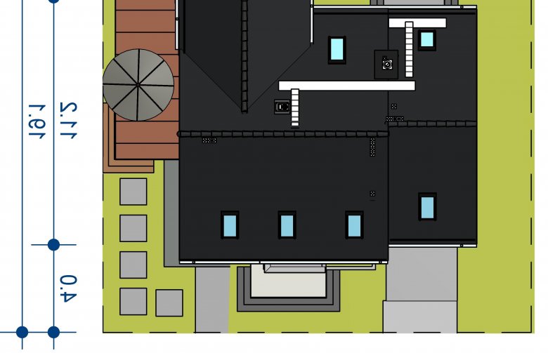 Projekt domu wolnostojącego Domidea 52 w3 - Usytuowanie - wersja lustrzana