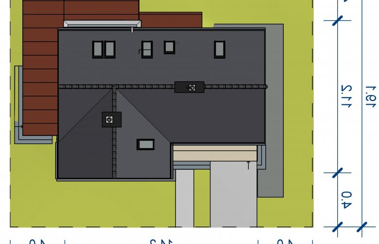 Projekt domu wolnostojącego Domidea 53 w3 6 pok - Usytuowanie - wersja lustrzana