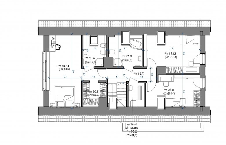 Projekt domu wolnostojącego Domidea 58 dG  - piętro