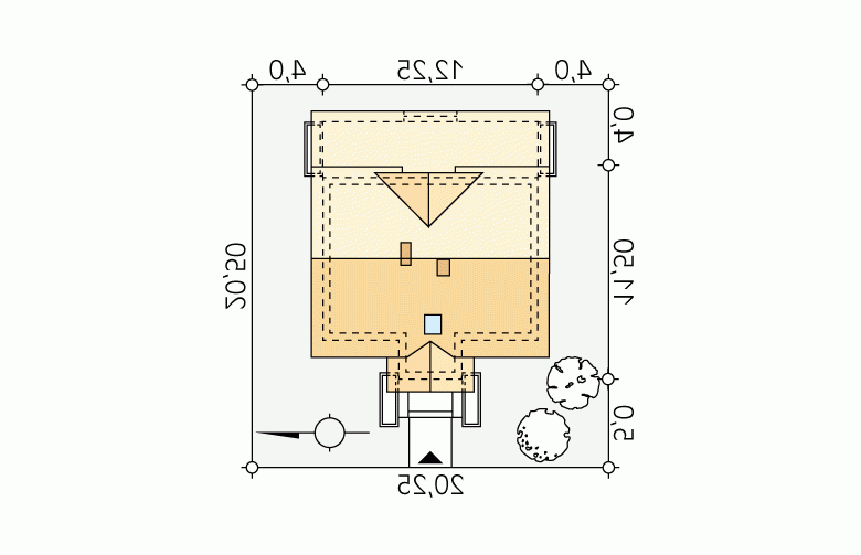 Projekt domu jednorodzinnego Poziomkowy - Usytuowanie - wersja lustrzana