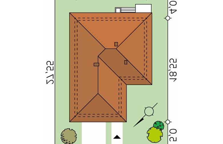 Projekt domu jednorodzinnego Kiwi 4 - Usytuowanie - wersja lustrzana