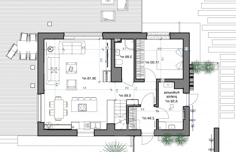 Projekt domu wielorodzinnego Domidea 58 6 pok - parter