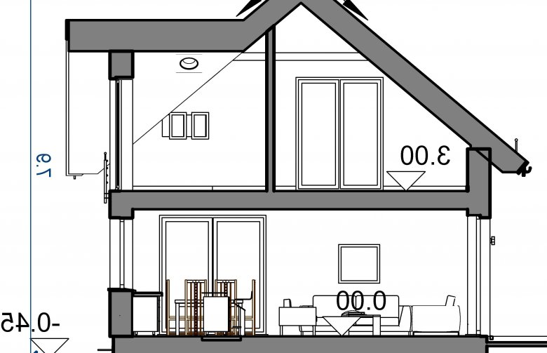 Projekt domu wielorodzinnego Domidea 58 6 pok - przekrój 1