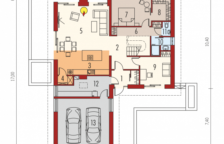 Projekt domu nowoczesnego Simon II G2 - parter