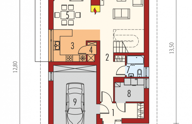 Projekt domu jednorodzinnego Riko G1 - parter