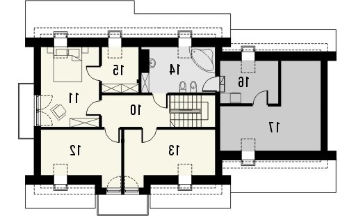 Rzut projektu KOMFORT 2G - wersja lustrzana