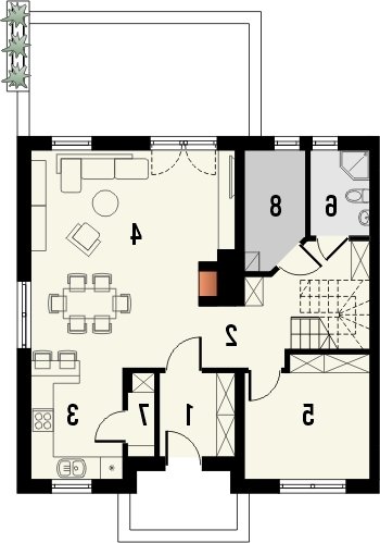 Rzut projektu KOLIA 2 - wersja lustrzana