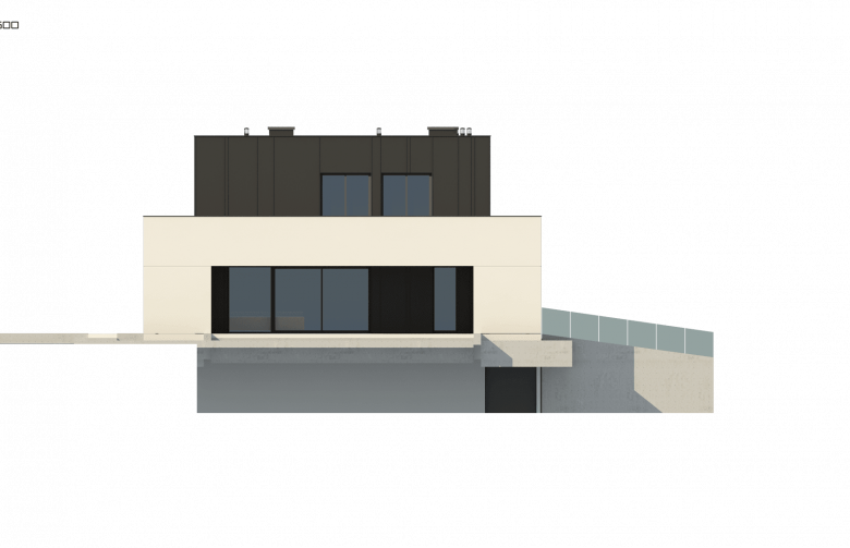 Projekt domu piętrowego Zx143 - elewacja 4