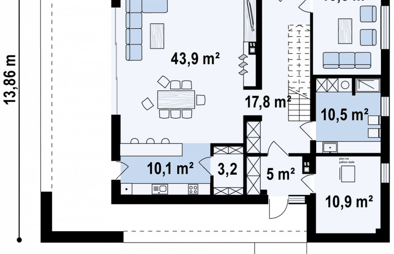 Projekt domu piętrowego Zx143 - rzut parteru