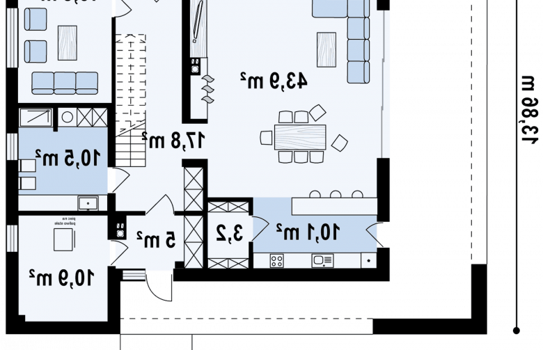 Projekt domu piętrowego Zx143 - rzut parteru