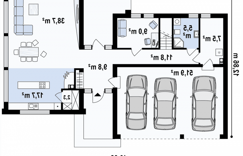 Projekt domu z poddaszem Z315 - rzut parteru