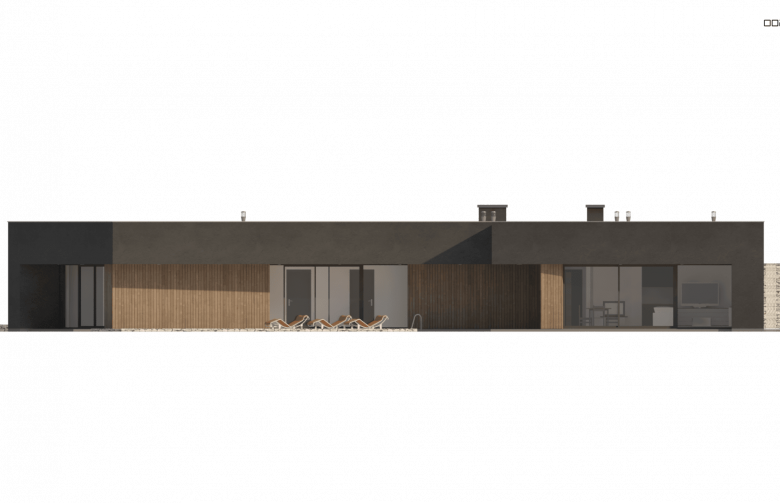 Projekt domu parterowego Zx142 - elewacja 3