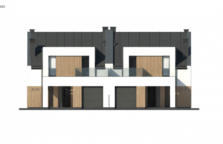 Projekt domu bliźniaczego Zb21 - elewacja 3