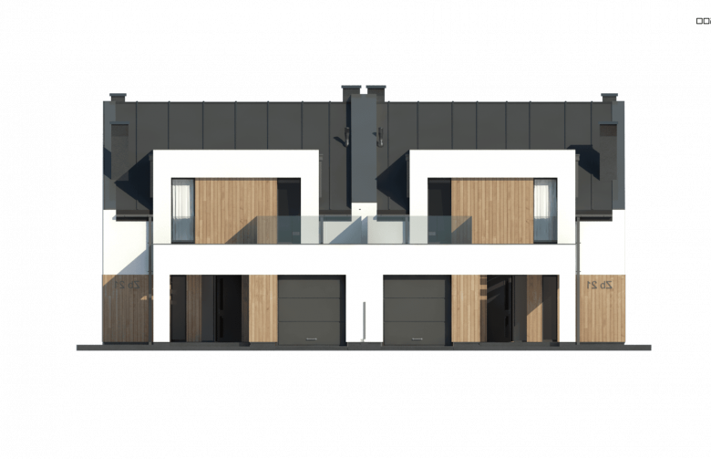 Projekt domu bliźniaczego Zb21 - elewacja 3