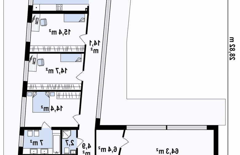 Projekt domu parterowego Zx184 - rzut parteru