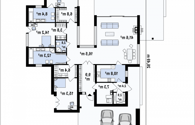 Projekt domu parterowego Zx183 - rzut parteru