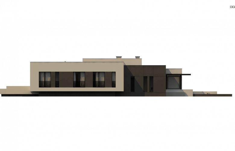 Projekt domu parterowego Zx141 - elewacja 3