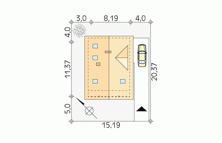 Projekt domu jednorodzinnego Takt 5 - Usytuowanie