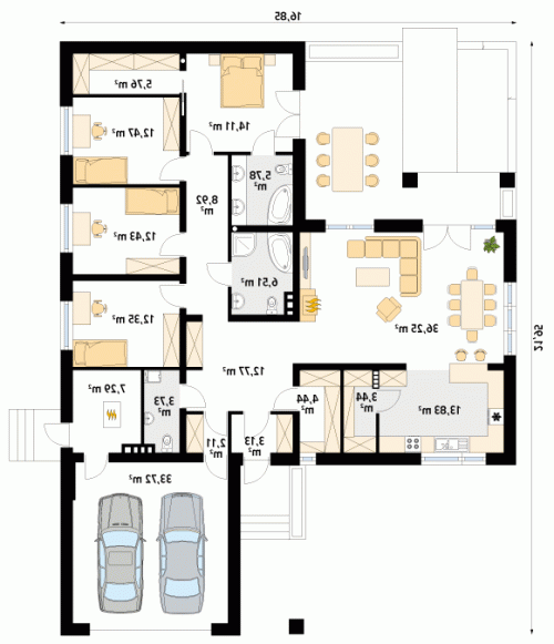 Rzut projektu Ambrozja 6 - wersja lustrzana