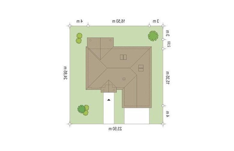 Projekt domu dwurodzinnego Dom na parkowej (648) - Usytuowanie - wersja lustrzana