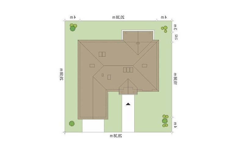 Projekt domu dwurodzinnego Willa parkowa 3 (662) - Usytuowanie - wersja lustrzana