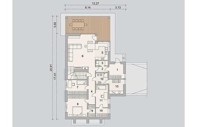 Projekt domu wielorodzinnego LK&1271 - parter