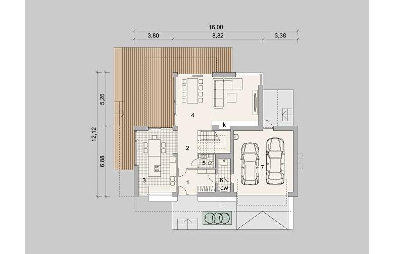 Projekt domu szkieletowego LK&1263 - parter