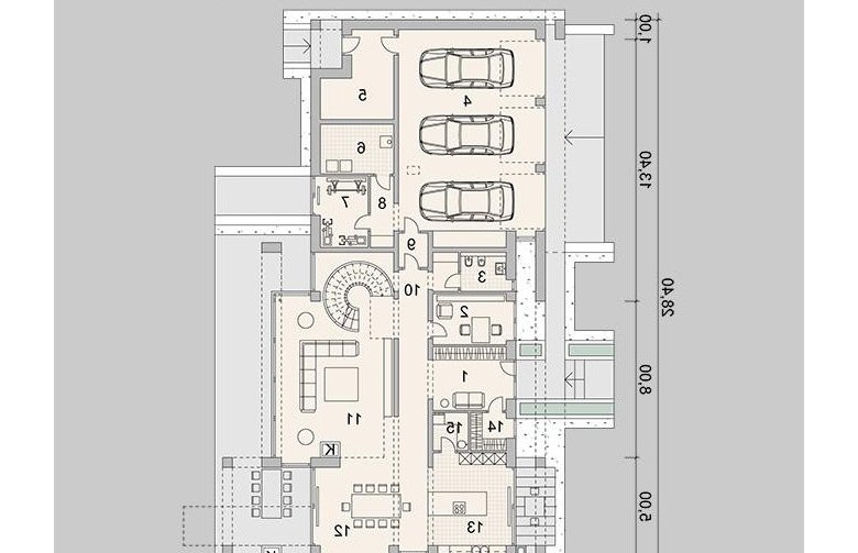 Projekt domu z poddaszem LK&1284 - parter