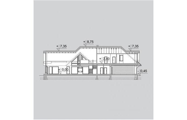 Projekt domu z poddaszem LK&1290 - przekrój 1