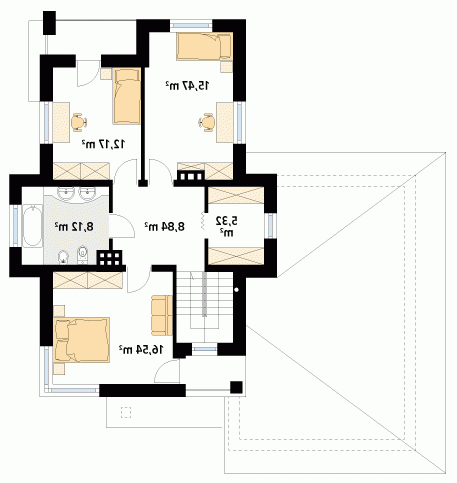 Rzut projektu Cyprys 8 - wersja lustrzana