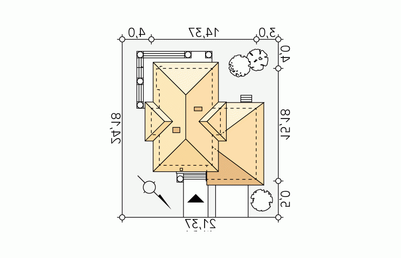 Projekt domu jednorodzinnego Cyprys 8 - Usytuowanie - wersja lustrzana
