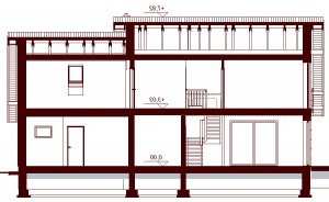 Przekrój projektu Kendra XS 2M w wersji lustrzanej