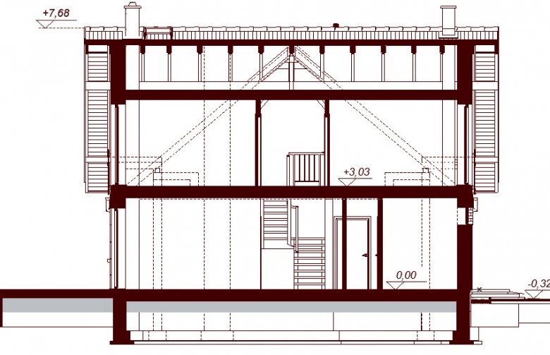 Projekt domu jednorodzinnego Noelia Modern - przekrój 2