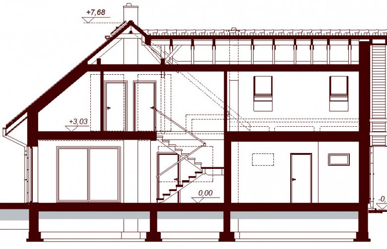 Projekt domu jednorodzinnego Noelia Modern 2M - przekrój 1