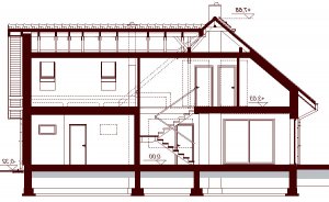 Przekrój projektu Noelia Modern 2M w wersji lustrzanej