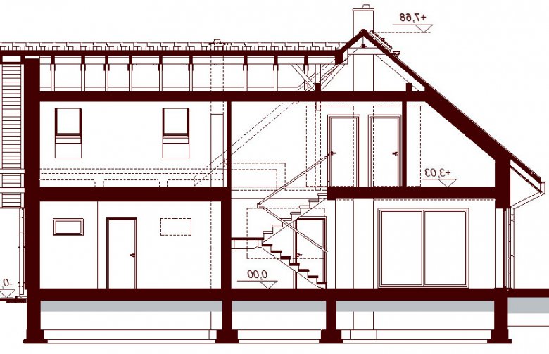 Projekt domu jednorodzinnego Noelia Modern 2M - przekrój 1