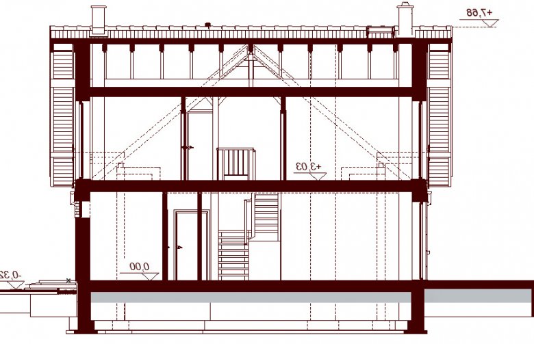 Projekt domu jednorodzinnego Noelia Modern 2M - przekrój 2