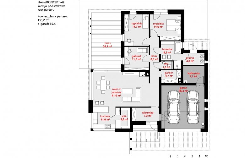 Projekt domu nowoczesnego Homekoncept 42 - parter