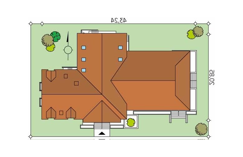 Projekt dworku Libera - Usytuowanie - wersja lustrzana