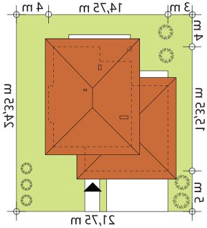 Usytuowanie budynku Korso 2 w wersji lustrzanej