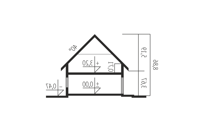Projekt domu jednorodzinnego Katrina (mała) G1 - przekrój 1