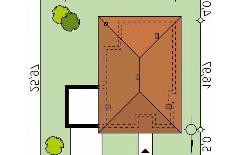 Projekt domu jednorodzinnego Feniks - Usytuowanie - wersja lustrzana