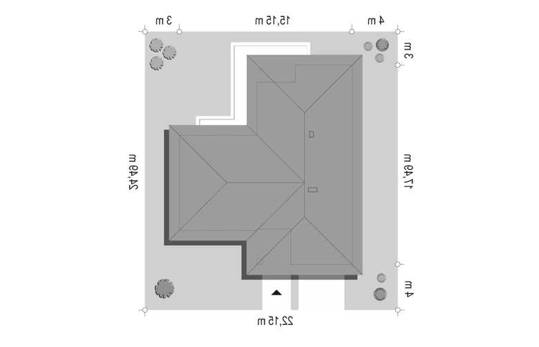Projekt domu jednorodzinnego Parterowy (692) - Usytuowanie - wersja lustrzana