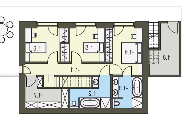 Projekt domu jednorodzinnego DAS HAUS III - piętro