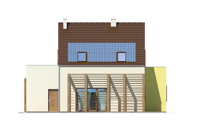 Projekt domu jednorodzinnego EKOOSTOJA - elewacja 3