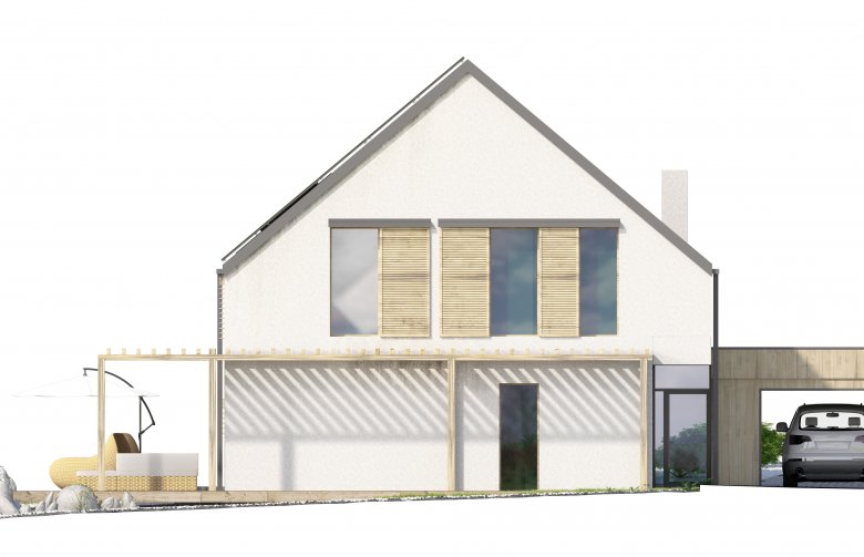 Projekt domu jednorodzinnego EX HOUSE - elewacja 3