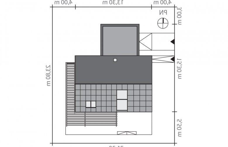 Projekt domu jednorodzinnego EX HOUSE - Usytuowanie - wersja lustrzana