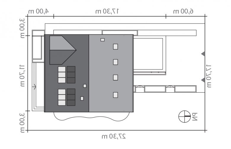 Projekt domu jednorodzinnego POGODNY - Usytuowanie - wersja lustrzana